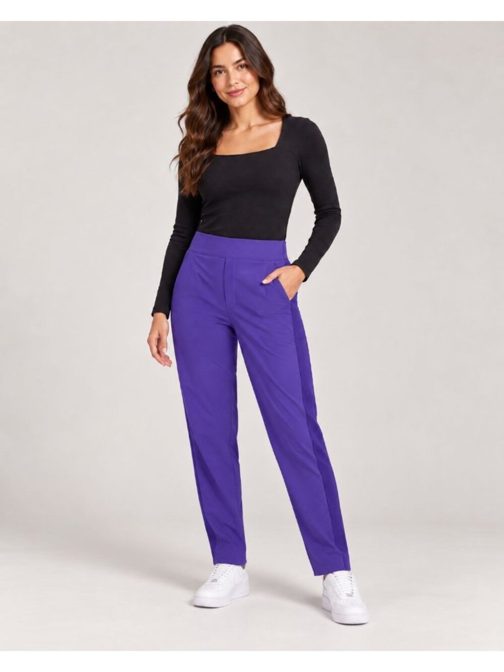 Athleta Brooklyn Lined Pant Womens Purple Ribbed Waist Size 8